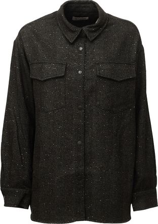 MC2 Saint Barth Cambry Sequin Herringbone Wool-Blend Overshirt