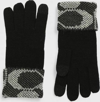 Coach Womens Coach Jumbo Signature C Knit Gloves Black - Black/Black - Size: O/S