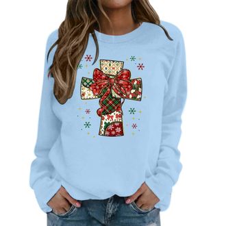 Generic Funny Xmas Jumpers Women Christmas Sweatshirt Plus Size Ladies Sweatshirts and Hoodies Jumpers for Women Uk Winter Christmas Sweaters Humorous Pattern
