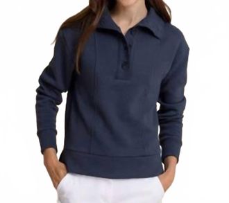 Southern Tide Tonya Button Mock Pullover In Dress Blue