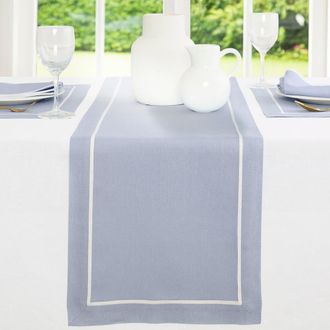 Solino Home Linen Table Runner for Dining Table, Holiday and Everyday Table Decor - Kensington in Dusty Blue at Nordstrom, Size Xx-Small