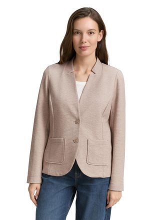 Tom Tailor Sweatblazer TOM TAILOR Ottoman, Damen, Gr. XS (34), grau (soft taupe), Jersey, Obermaterial: 54% Baumwolle, 43% Polyester, 3% Elasthan, unifarben, tai