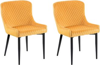 Beliani Beliani - Conjunto De 2 Sillas De Comedor De Terciopelo Amarillo Negro Acolchado Solano