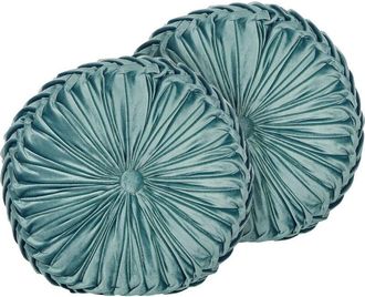 Beliani Set of 2 Decorative Cushions UDALA Velvet 40 x 40 cm Teal Solid