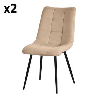 ML Design Sillas de comedor, set de 2 marr&oacute;n claro, con cubierta de tela