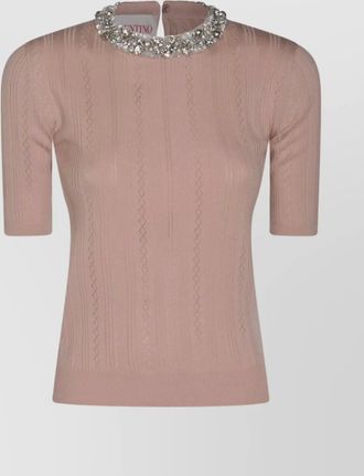Valentino crewneck knitwear embellished keyhole back