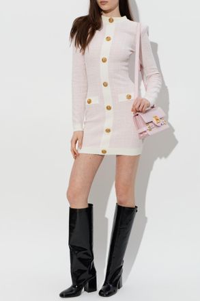 Balmain Tweed Dress, Womens, Pink
