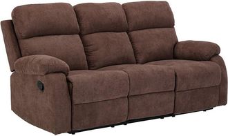 Vente-Unique Sof&aacute; relax de 3 plazas de tela TOLZANO - Marr&oacute;n