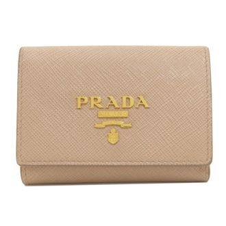 Prada Saffiano Beige Saffiano Wallet (Bi-Fold) (Pre-Owned)