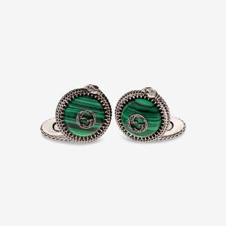 Gucci G Garden Mens Sterling Silver Green Cufflink YBE57742600100U