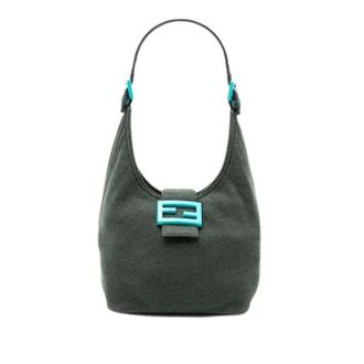 Fendi Pre-owned Shoulder Bags, female, Green, Size: ONE SIZE Pre-owned Cotton Shoulder Bag
