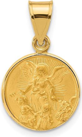 Diamond2Deal 14k Yellow Gold Polished and Satin Solid Our Guardian Angel Medal