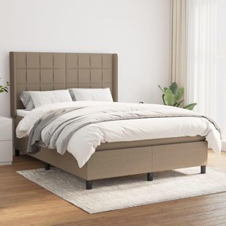 vidaXL Vidaxl - Cama Box Spring Con Colch&oacute;n Tela Gris Taupe 140x200 Cm