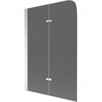 Desconocido Mampara De Ba&ntilde;era 2 Hojas Vidrio Ahumado, 80x140 Cm, Perfil Negro