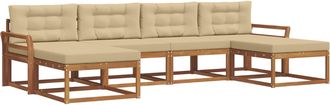 vidaXL Conjunto De Sof&aacute;s De Exterior 6 Uds. Natural Y Beige Vidaxl