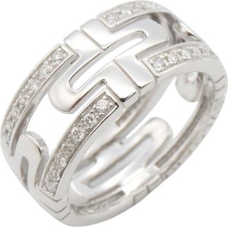 Bulgari Silver Clear White Gold (18K) Band Ring (Pre-Owned)