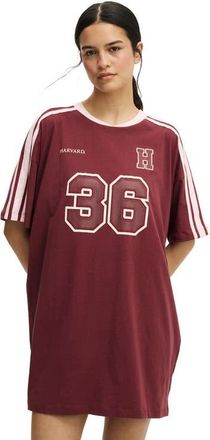 Cotton On Womens 90 S Sporty Tshirt Nightie in Lcn Har Burnt Apple Harvard at Nordstrom, Size X-Small