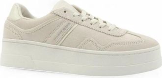 Tommy Hilfiger Schoenen, Dames, Beige, 36 EU, Leer, The Greenwich Suede Platform Trainers