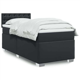vidaXL Vidaxl - Cama Box Spring Con Colch&oacute;n Cuero Sint&eacute;tico Negro 90x190 Cm