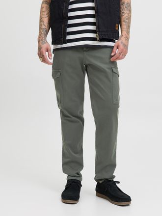 Jack & Jones Cargohose JACK & JONES JPSTACE ARTHUR DOBBY CARGO SN, Herren, Gr. 28, L&auml;nge 30, grau (beluga), Web, Obermaterial: 97% Baumwolle, 3% Elasthan, unifarbe