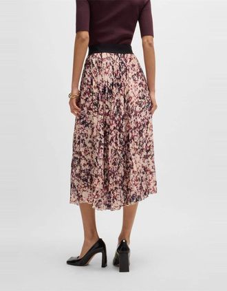 HUGO BOSS Womens Vapliso2 Midi Abstract Patterned Full Skirt - Open Miscellans - Size: 8/29in/30in