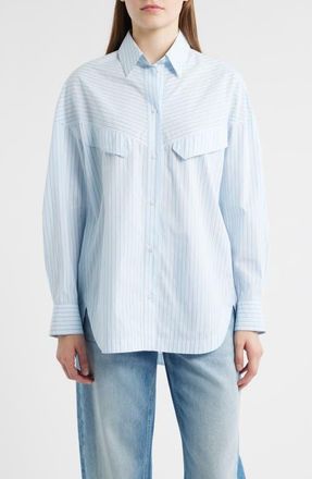 BOSS Bostaffa Relaxed Fit Cotton Button-Up Shirt in Open Bu at Nordstrom, Size 16