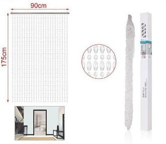 Trade Shop Trade Shop - Tenda Fili Con Perline Trasparenti Supporto Per Porta 90x175cm Moschiera 2002910