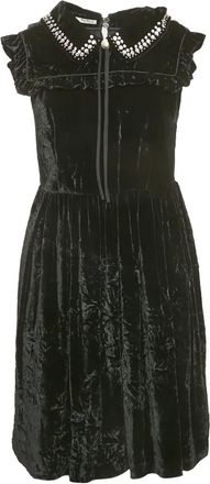 Miu Miu Jurk verfraaid met stras - Zwart