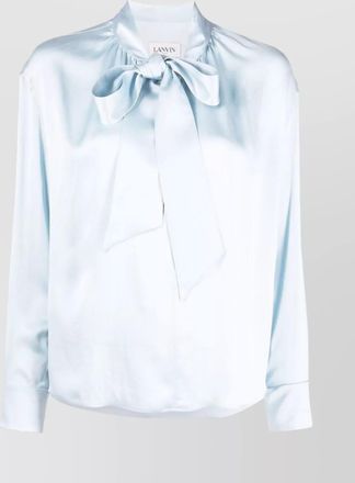 Lanvin silk gathered long sleeve blouse