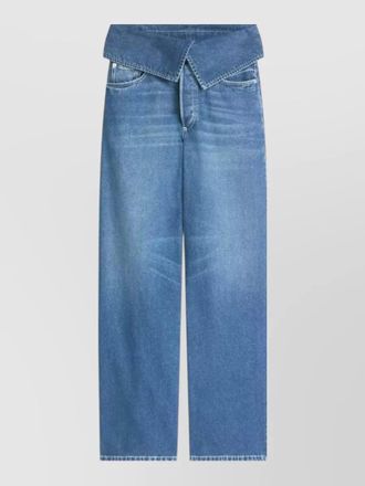 Dries Van Noten denim folded-waist wide-leg jeans