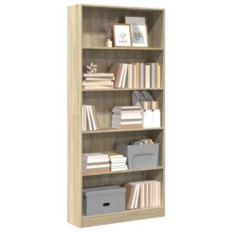Berkfield Home Bookcase Sonoma Oak 80x24x176 cm Engineered Wood in Brown | Size: 80 x 24 x 176 cm