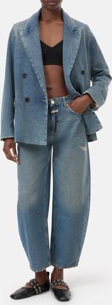 Closed Jazzie Barrel Jeans In Distressed Blue