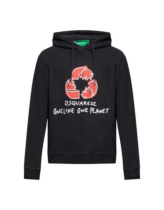 Dsquared2 Mens Dsquared2 One Life one Planet Black Hoodie - Size: 46