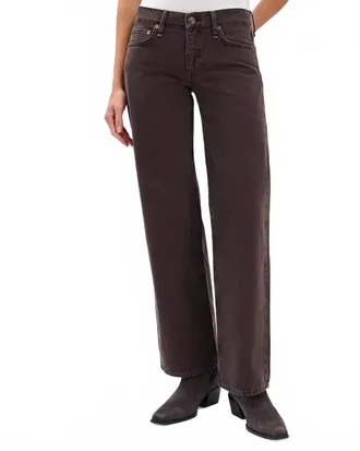 Rag & Bone Saige Low Rise Full Relaxed Straight Jeans In Dark Brown