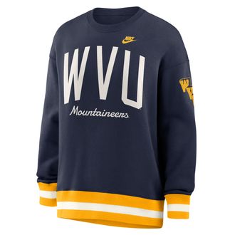 Nike West Virginia Legacy Nike Womens College Pullover Crew in Blue | 040H0K9RWVV-V89