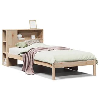 Berkfield Home Bookcase Bed without Mattress 75x190 cm Small Single Solid Wood Pine in Light Tan