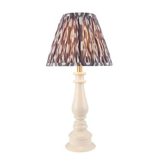 Netlighting Myrtle Almond White Table Lamp Grey Fabric Ikat Shade 25cm B22