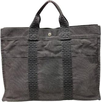 Herm&egrave;s Pre-owned Tote Bags, female, Gray, Size: ONE SIZE Pre-owned Herline Nylon Canvas Tote Bag