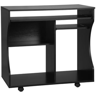 HOMCOM Computer Table Study Desk with Sliding Keyboard Tray - Black | TJ Hughes
