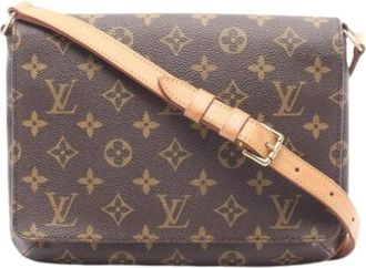 Louis Vuitton Pre-owned Canvas Crossbody Bag - Dames - Vintage Schoudertas - Bruin - ONE Size - Leer - Vintage
