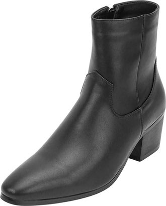 Generic High Heel Heighten Side Zipper Chelsea Boots for Men Pointed Toe Chunky Block Heel Dress Ankle Boot for Business Party Wedding,Black 1,10.5 UK