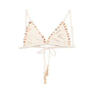 PatBo Patbo, Badmode, Dames, Beige, S, Beaded Triangle Bikini Top