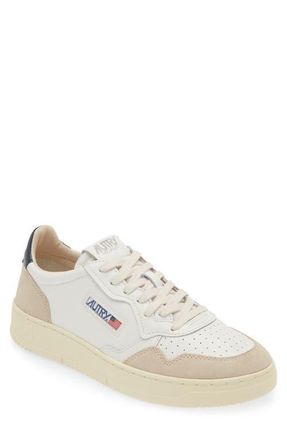 Autry Medalist Low Sneaker in Leather/Suede White/Blue at Nordstrom, Size 9Us