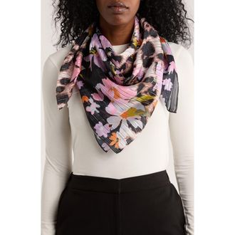 BCBGeneration Ditsy Floral Animal Print Scarf in Navy/Pink Floral at Nordstrom Rack