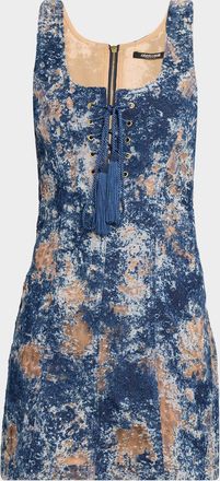 Roberto Cavalli Burnout Denim Sleeveless Mini Dress
