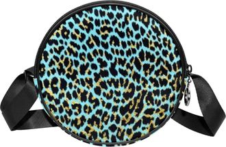 Generic Circle Crossbody Bag for Women, Leopard Spots Small Sling Bag Daypack with Zipper Adjustable Shoulder Straps Casual Ladies Girls Round Purse