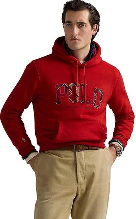 Polo Ralph Lauren The RL Fleece Plaid-Logo Hoodie Mens Sweatshirt Madison Red : SM, Cotton/Fleece/Polyester