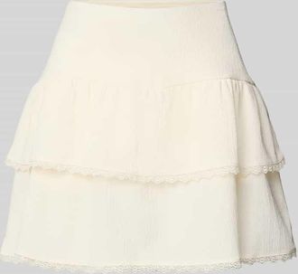 Review Minirock im Stufen-Look mit Spitze in Offwhite, Größe XL