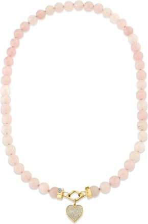 Sydney Evan Collana Love in oro giallo 14kt con quarzo e diamanti