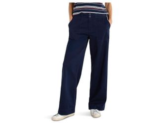 Liverpool L.A. Soft Touch Twill Mid-rise Utility Patch Pocket Wide Leg Pant 31 Inseam Womens Clothing Deep Midnight : 14 31